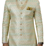 Traditional Lemon-Yellow Sequin Embroidered Sherwani | Father Son Combo | Perfect Groom Wear Achkan